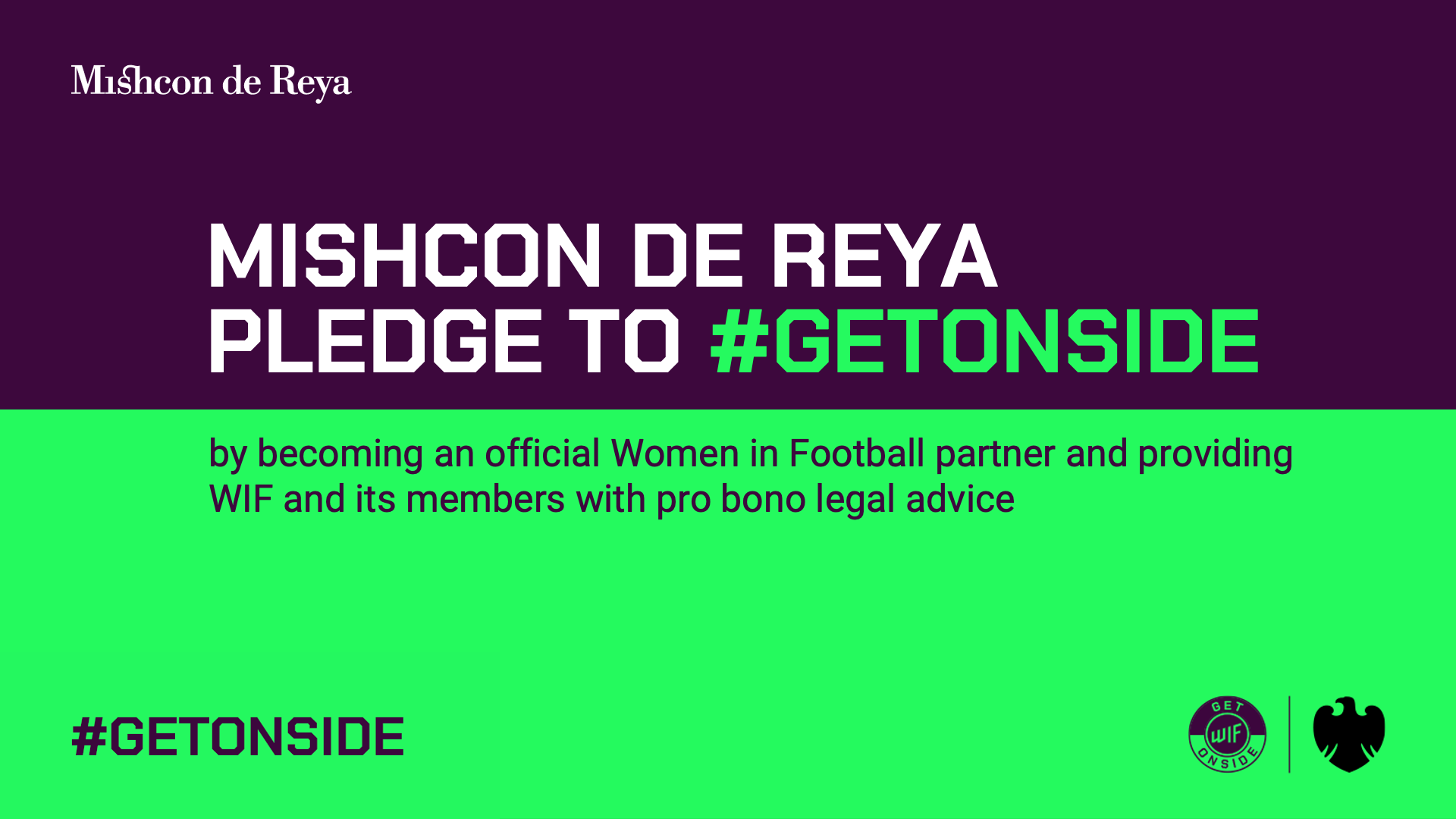 TOP LAW FIRM MISHCON DE REYA JOINS WOMEN IN FOOTBALL'S #GETONSIDE CAMPAIGN